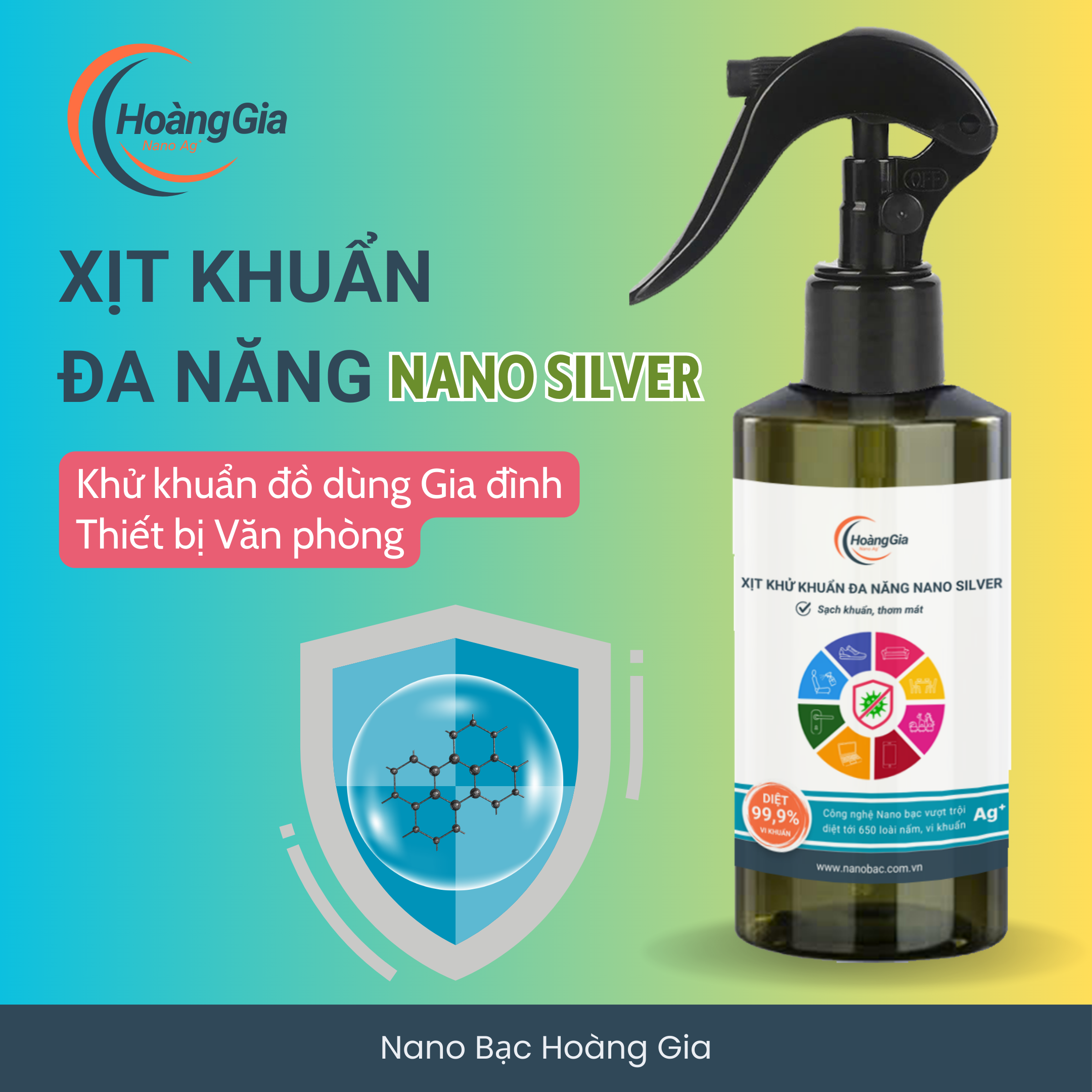 Xịt Khử Khuẩn Đa Năng Nano Bạc Hoàng Gia - Diệt Khuẩn Bề Mặt Đồ Dùng Không Hóa Chất Độc Hại