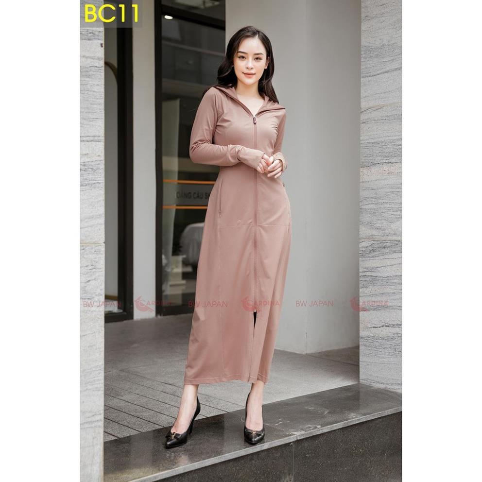 Áo chống nắng Cardina, Áo khoác chống nắng Cardina, Dáng dài hai lớp, Thun lạnh, Làm mát cơ thể, Ngăn tia UV 97%