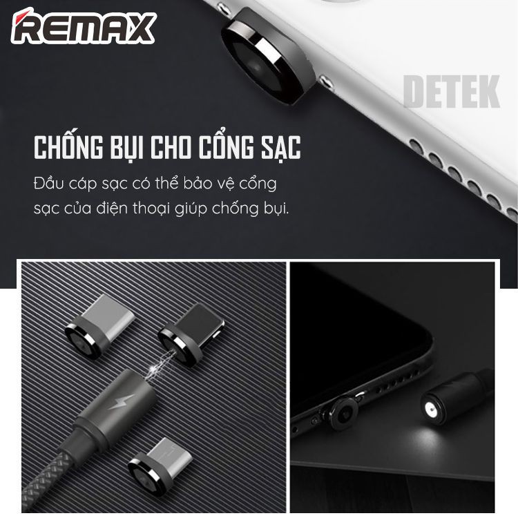 Cáp Sạc Từ Nam Remax RC-095a Châm Cổng Type-C Dây Dù Chống Đứt - Hàng Chính Hãng