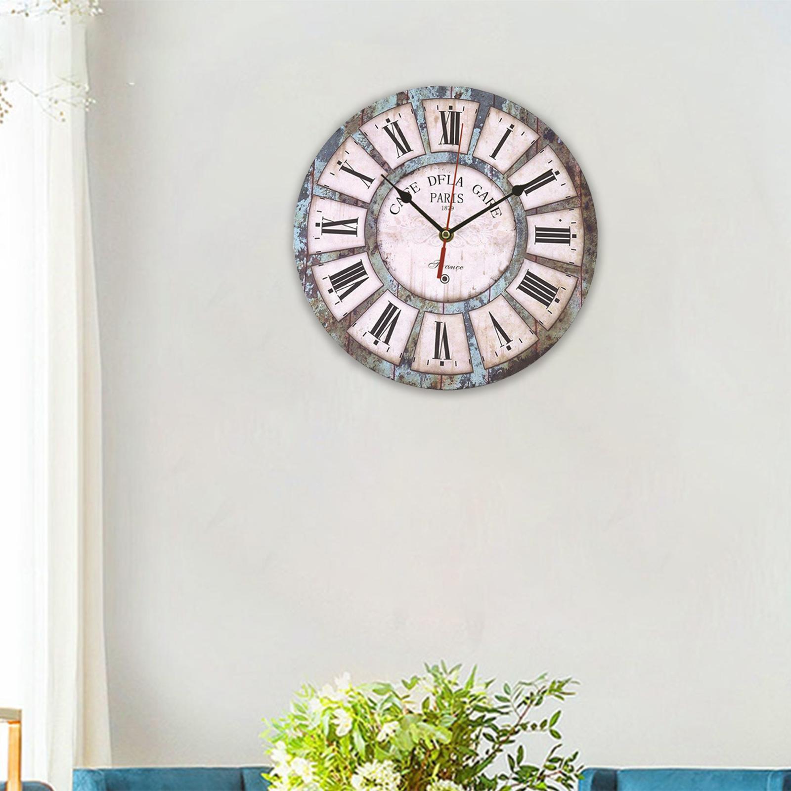 Rustic Wooden Wall Clock Living Room Kitchen Bedroom Decor