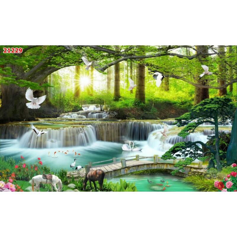 Tranh 3D phong cảnh cao 0.8m*1.25m có keo sẵn