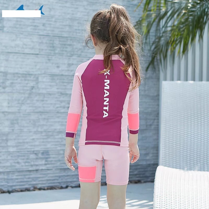 Bộ bơi tím hồng dài tay quần cộc (2 - 10 tuổi)