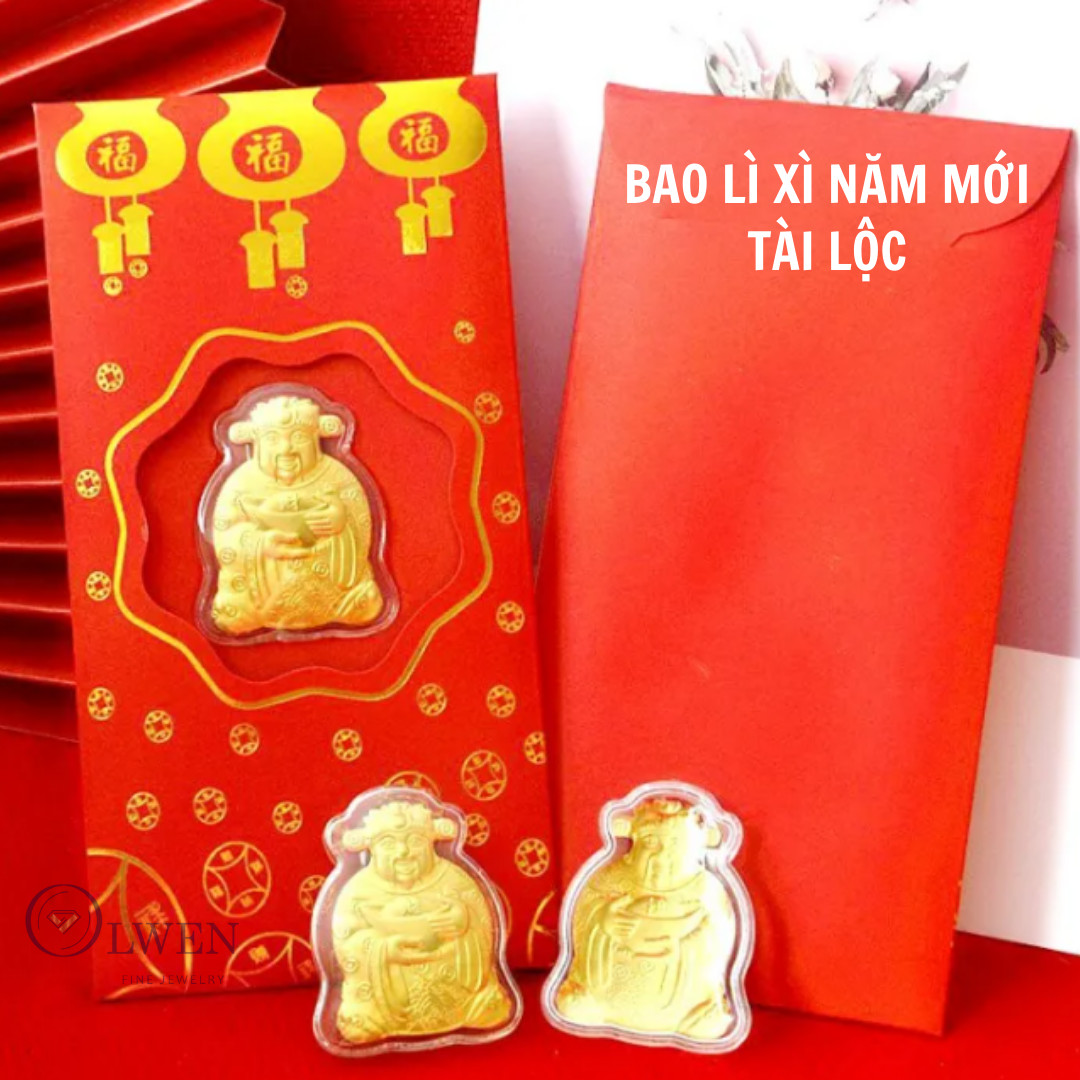 Bao Lì Xì Thần Tài Olwen Mạ Vàng Thu Hút Tài Lộc May Mắn