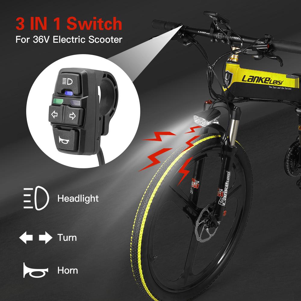 Đèn Pha 3 Trong 1 E-Bike Kèm Công Tăc Đèn Xi Nhan Và Kèn Xe