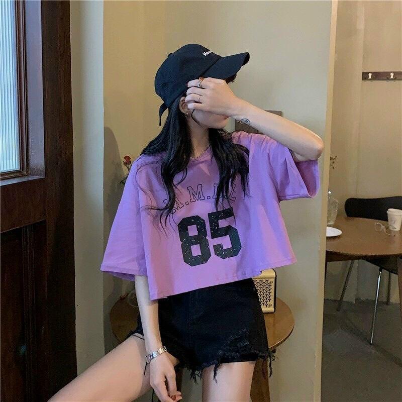 Áo Croptop Form Rộng Nữ Phong Cách Hàn Quốc Trẻ Trung Năng Động In 85 MMBL - Babi Trendy CRI02