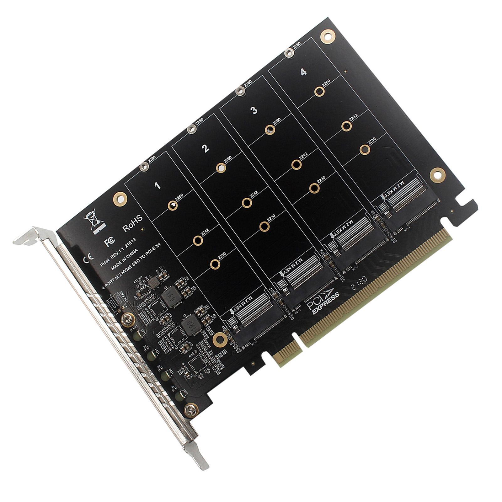 4 Ports Adapter PCIe to M.2   Adapter For PC M.2  SSD 2230 2260 2280