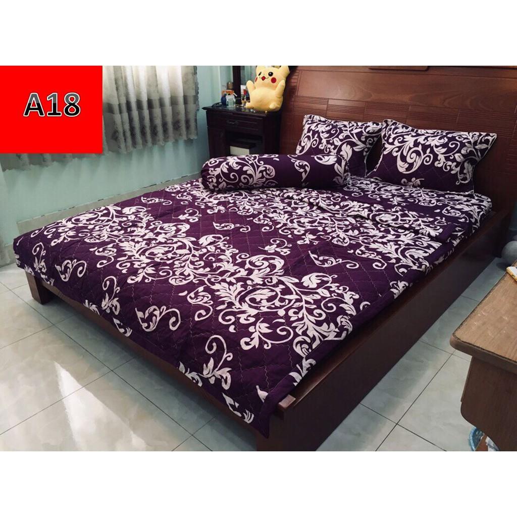 Bộ Chăn Ga Gối Cotton Poly hoa nhiều mẫu 1m6x2m x10cm , 1m8x2m x10cm