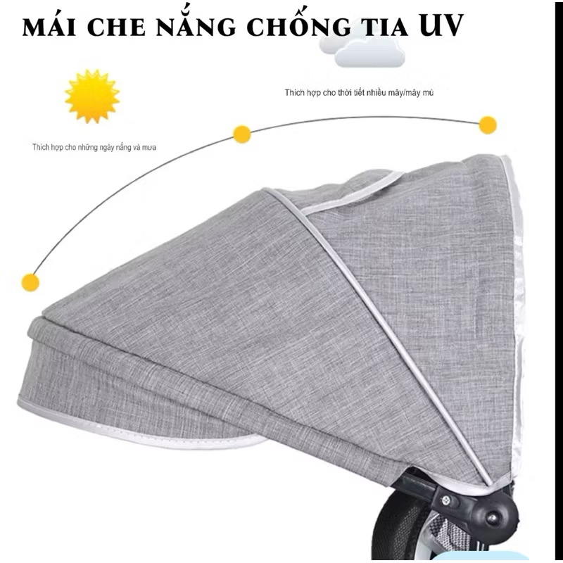 Xe đẩy đôi cho bé - Ghi bánh xe giảm xóc titan