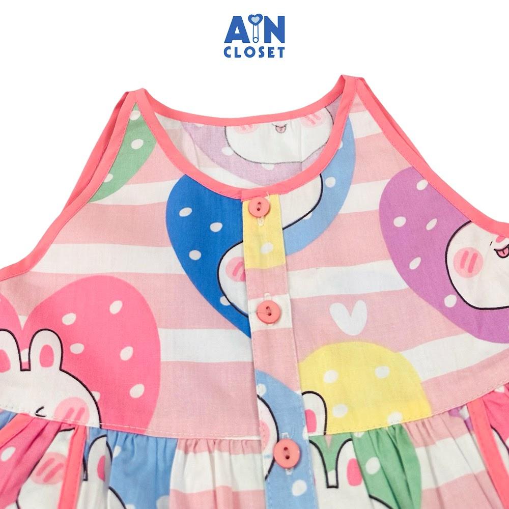Đầm bé gái họa tiết Thỏ Kẻ Hồng cotton - AICDBGNV7P93 - AIN Closet