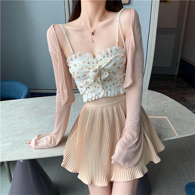 Áo croptop 2 dây hoa nhí hàn quốc