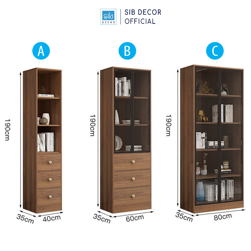 Tủ Gỗ Phối Cánh Kính Hiệu Đại Thương Hiệu SIB Decor KS602
