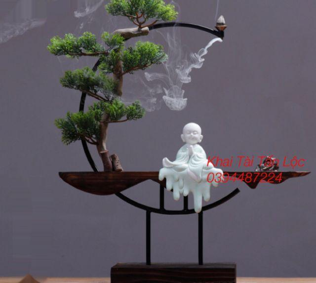 Bộ kệ gỗ để đặt tượng và thác khói kèm phụ kiện 6 món