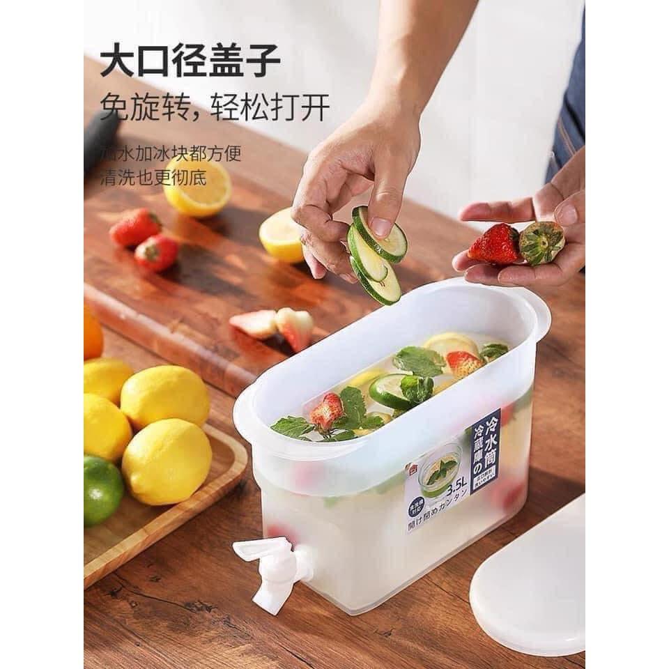 Bình nước hoa quả có vòi để tủ lạnh bằng nhựa nguyên sinh cao cấp 3.5L tiện lợi cho gia đình