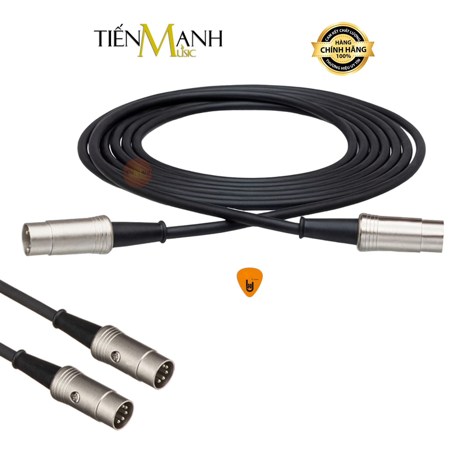 Dây Cáp MIDI Hosa 2 Đầu Kim Loại Cắm Tròn 5 Chân MID-503, 505, 510, 515, 520, 525 Cho Đàn Piano, Organ, Keyboard Cable 5-Pin DIN Hàng Chính Hãng - Kèm Móng Gẩy DreamMaker