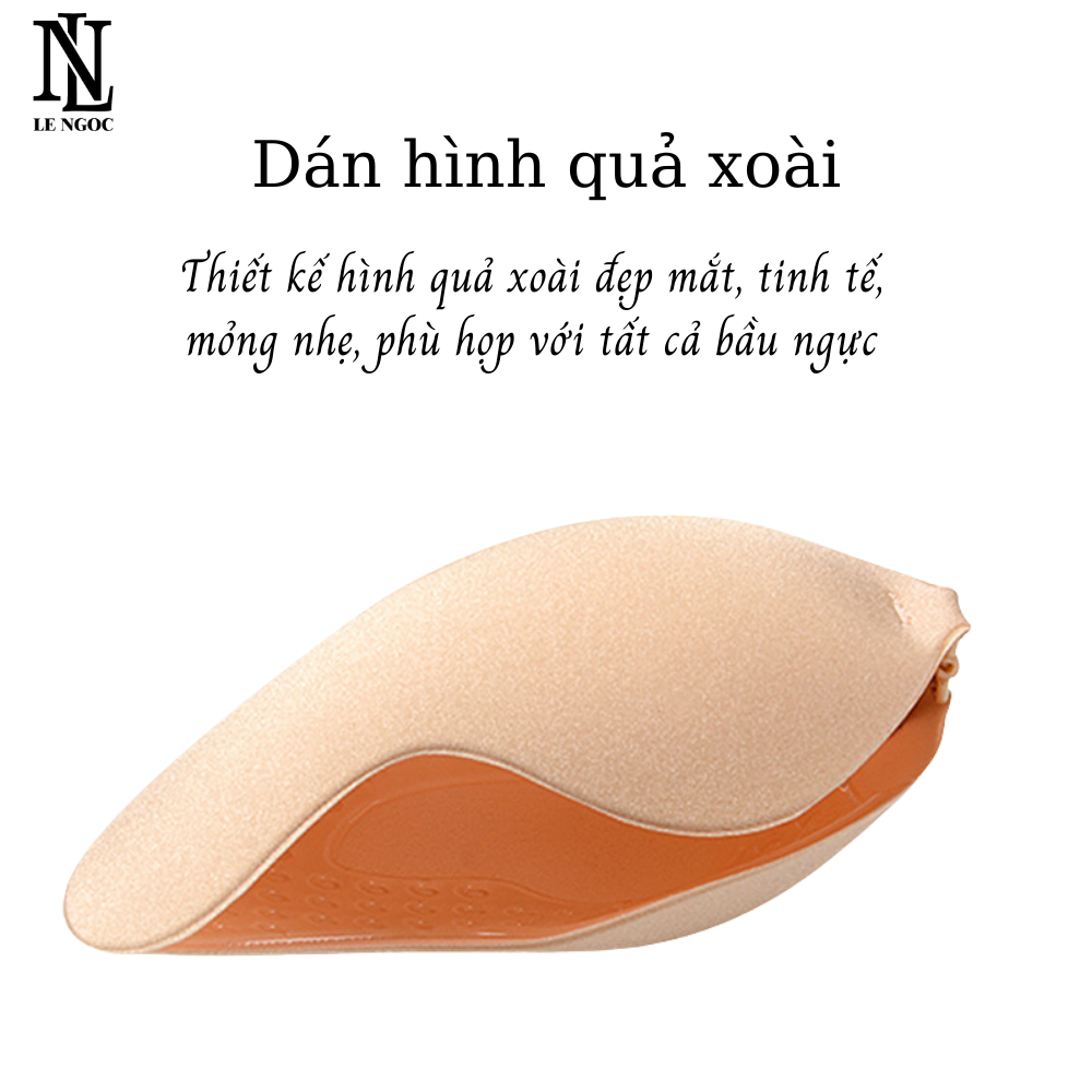 Miếng dán ngực cài trước, miếng dán nâng ngực, áo dán hình quả xoài tạo khe định hình vòng 1- LN002