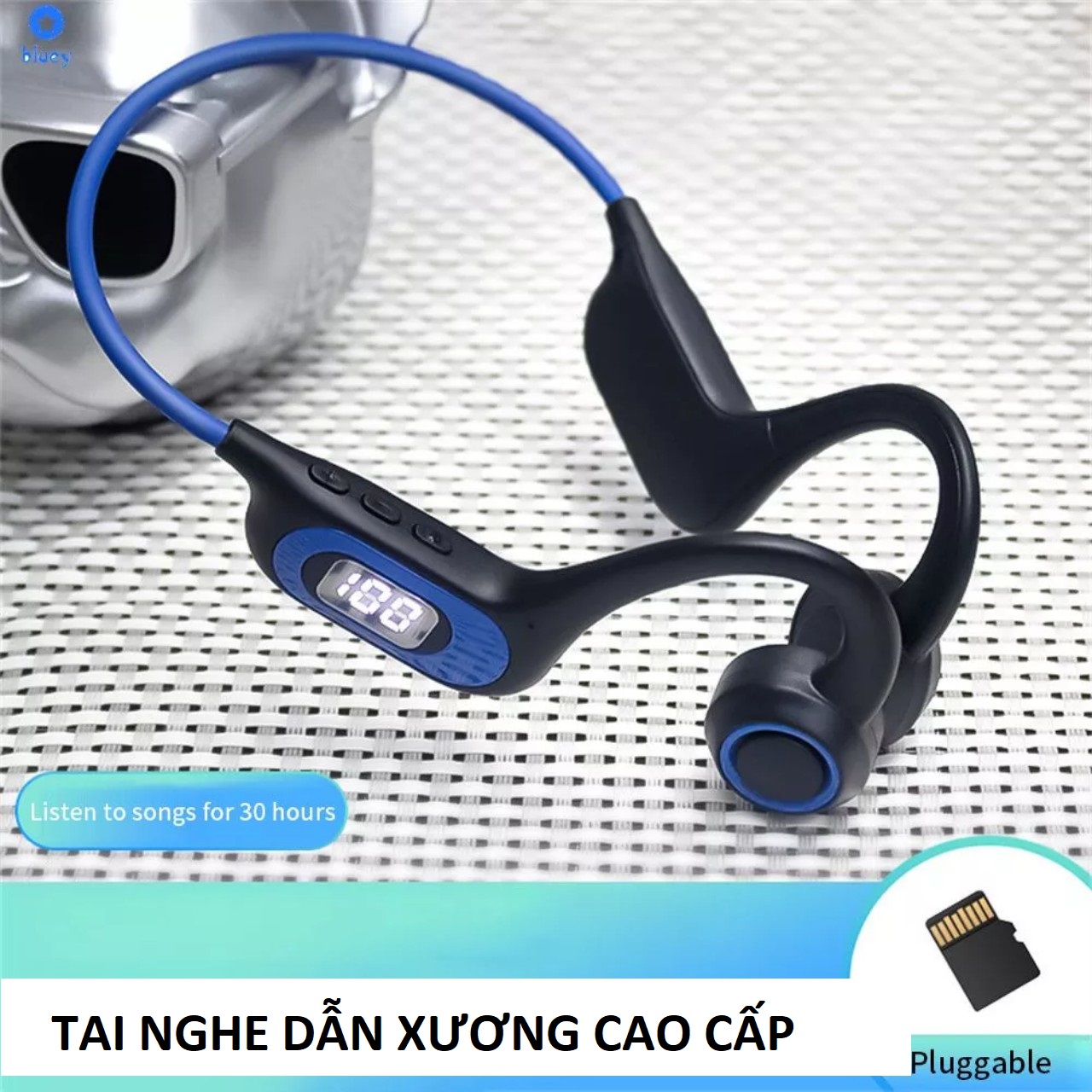 dẫn truyền âm thanh qua xương, không gây đau tai chống nước IPX5 mẫu mới, kết nối bluetooth