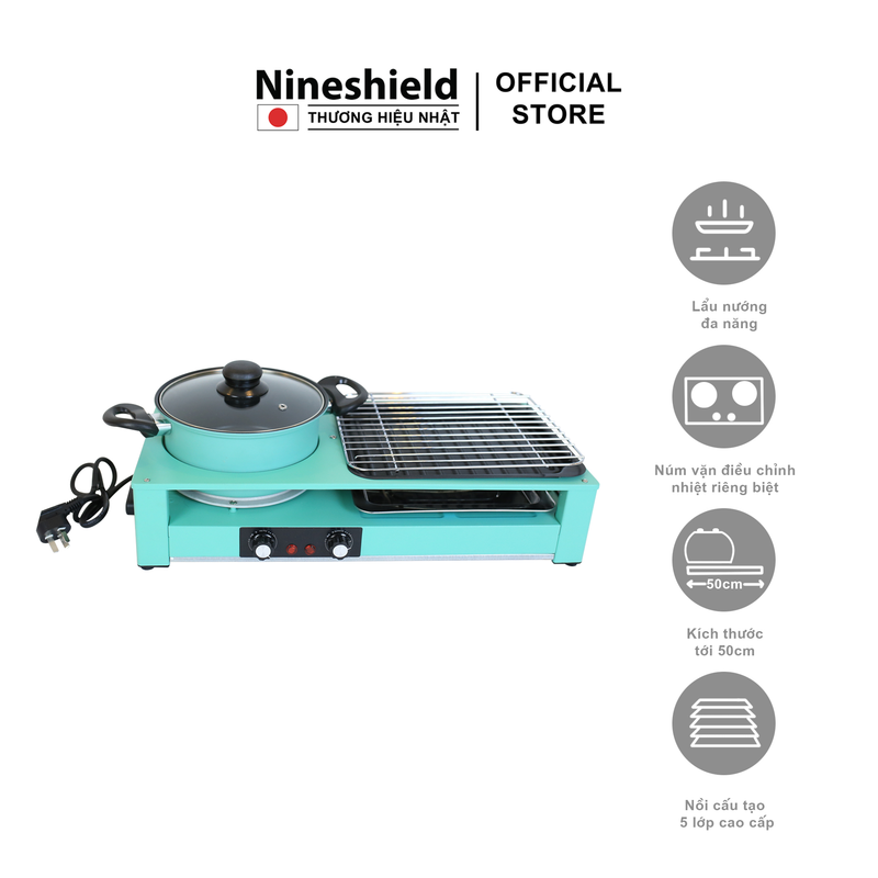 Bếp Lẩu Nướng Đa Năng 2 Trong 1 Nineshield KB303 - Hàng chính hãng