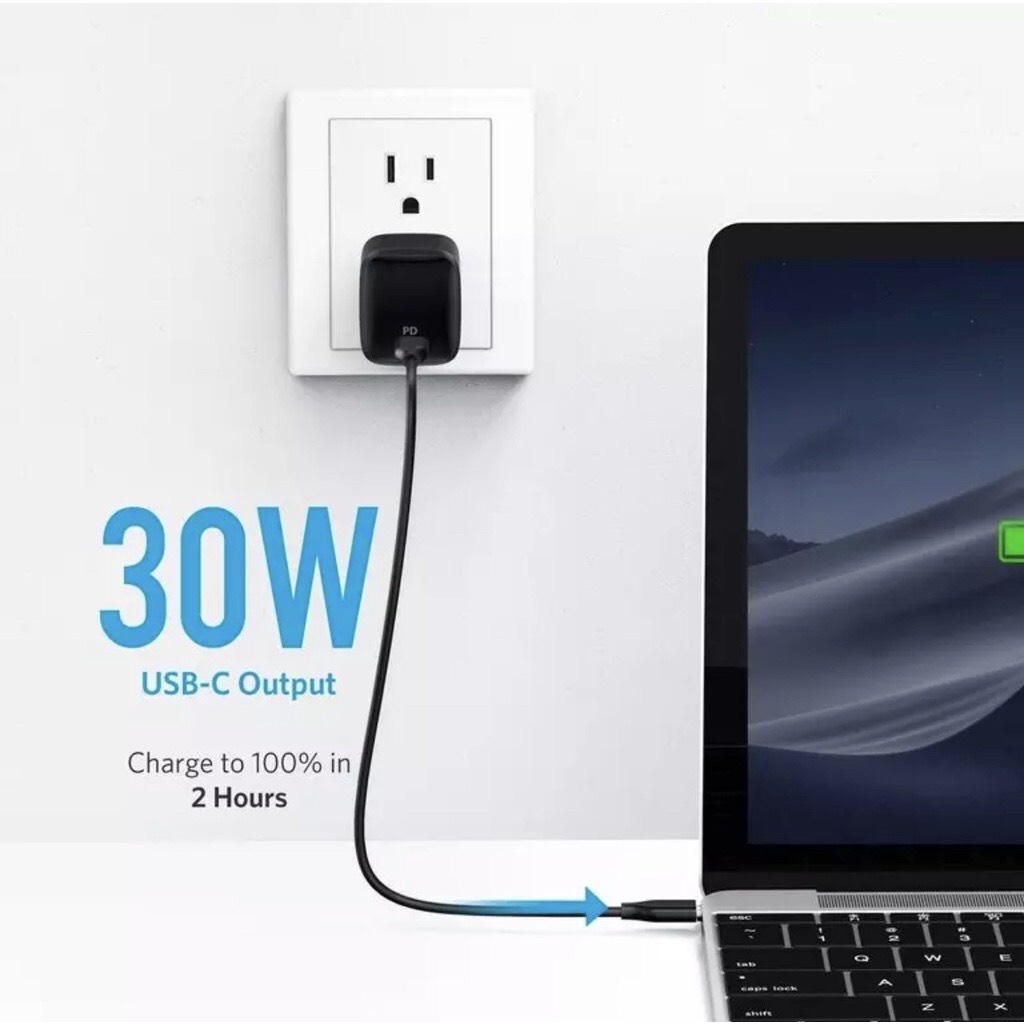 Cốc Sạc Nhanh ANKER 313/311 GEN 2 30W 1 Cổng USB-C PiQ 3.0 tích hợp PD/PPS - ANKER A2639 - Hỗ Trợ Sạc Nhanh Cho Iphone Và Android