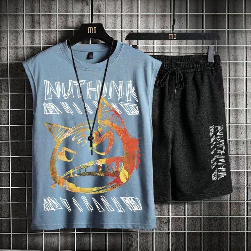 Bộ Đồ Thể Thao Hai Mảnh Áo Sát Nách Dáng Rộng Thời Trang Mùa Hè Size M-8XL Cho Nam