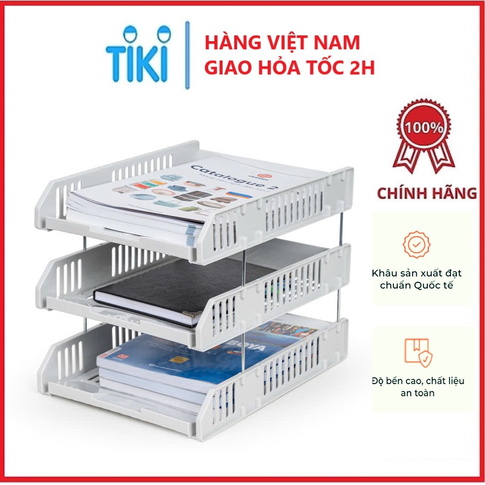 Khay Đựng Tài Liệu 3 Tầng, 4 Tầng Việt Nhật, Kệ Đựng Tài Liệu Văn Phòng Cao Cấp, Khay A4 nhiều ngăn tiện dụng - Hàng chính hãng (Giao màu ngẫu nhiên)