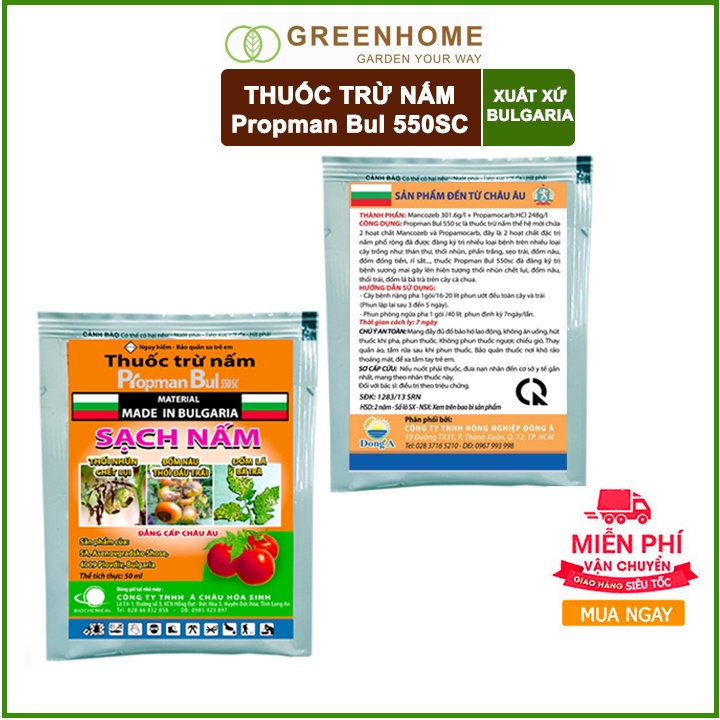 Thuốc Trị Nấm Cây Trồng Greenhome, Propman Bul 550sc, Gói 25ml, Trừ Đốm Lá Hoa Hồng, Nấm Trên Kiểng Lá, Cây Ăn Quả