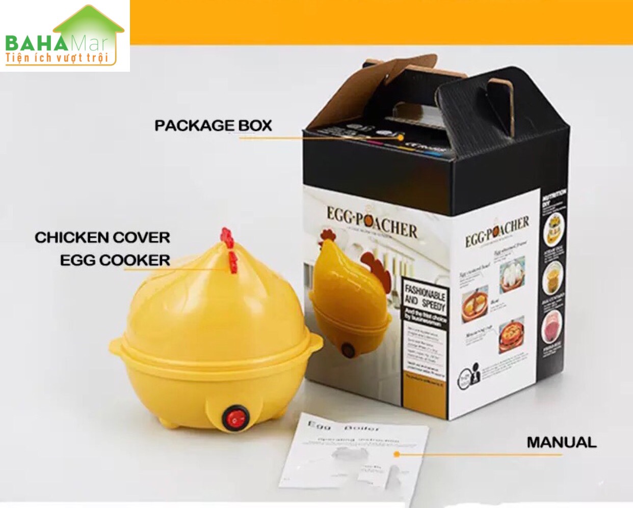 NỒI HÌNH GÀ MÁI HẤP TRỨNG KIỂM SOÁT NHIỆT ĐỘ TỰ ĐỘNG TẮT KHI CHÍN "BAHAMAR" luộc hấp trứng nhanh gọn an toàn