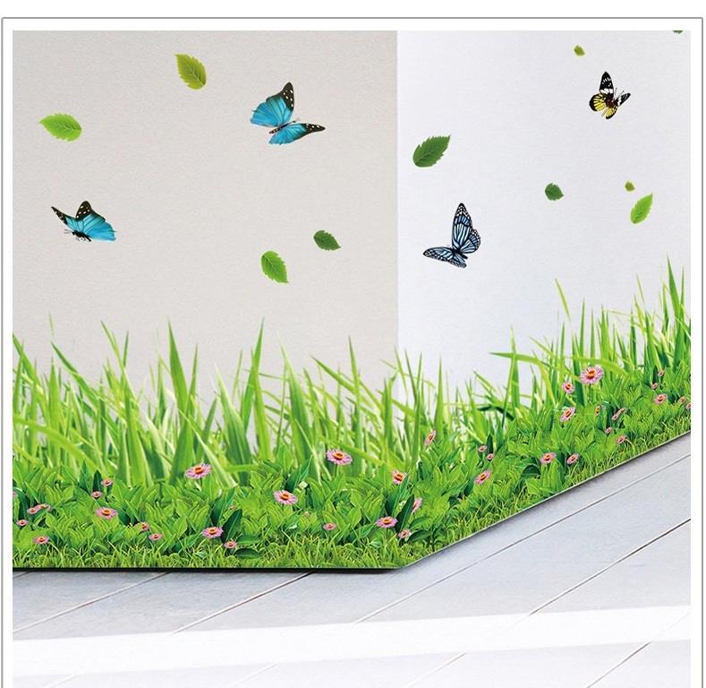 DECAL DÁN TƯỜNG HƯỚNG DƯƠNG VÀNG VÀ CHÂN TƯỜNG CỎ XANH