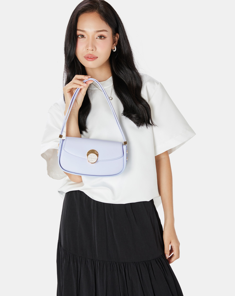 Túi Xách Nữ Thời Trang JUNO Cỡ Nhỏ Đeo Vai Khoá Trang Trí Tròn TXN792