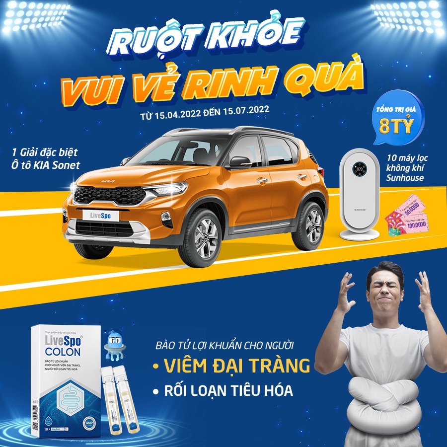 Men vi sinh LiveSpo Colon cho người viêm đại tràng, táo bón tiêu chảy (Hộp 10 ống x 5ml)