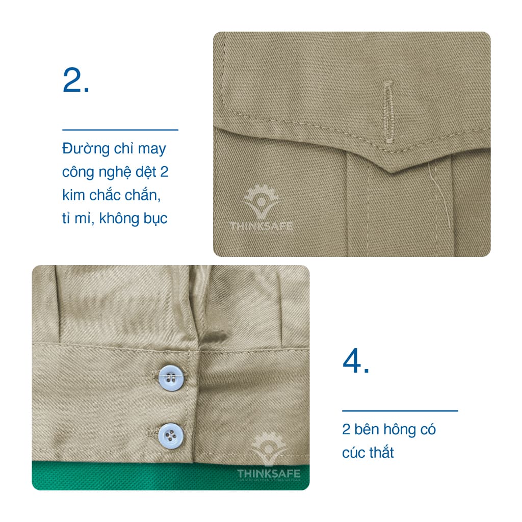 Quần áo bảo hộ lao động Thinksafe DN03 áo lao động kỹ sư công nhân có túi hộp thoải mái thoáng mát thấm hút mồ hôi
