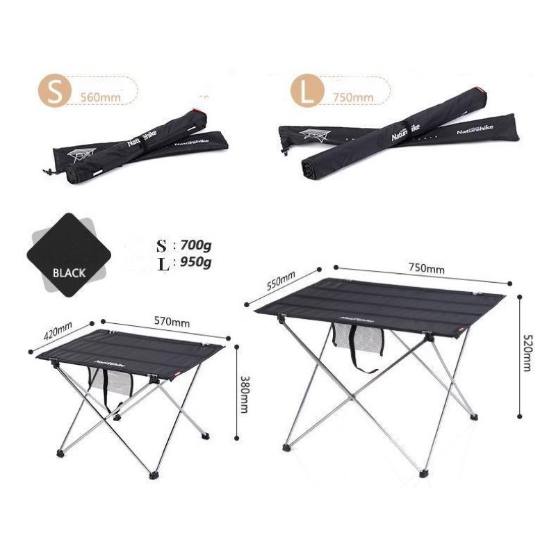 Bàn dã ngoại cắm trại Naturehike campoutvn du lịch NH20JJ020  mặt vải khung nhôm xếp gọn nhẹ chắc chắn dễ mang đi A203