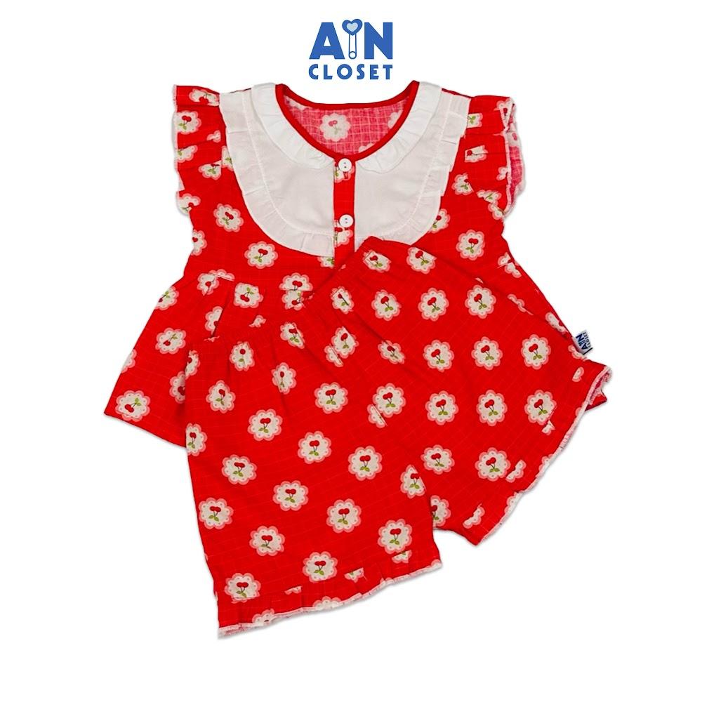 Bộ quần áo Ngắn bé gái họa tiết Cherry Chấm Đỏ Cotton - AICDBG0P19D9 - AIN Closet