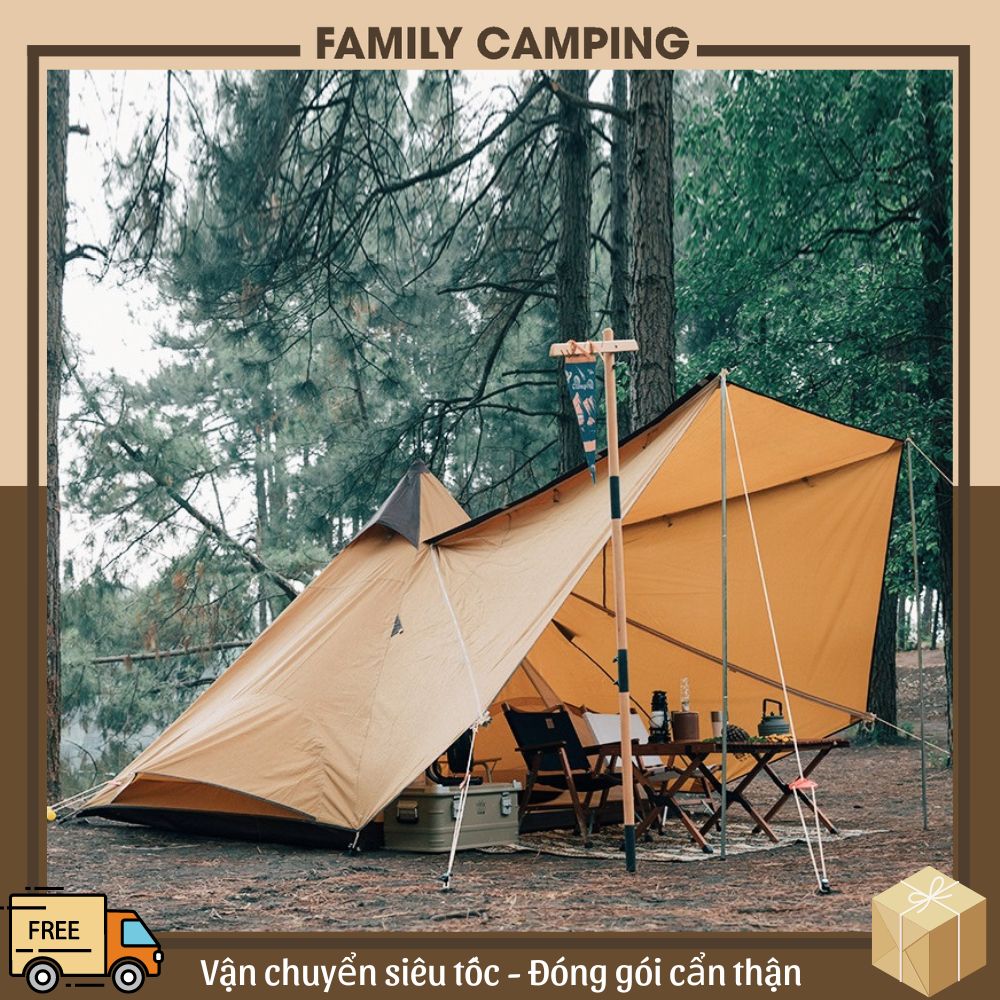 Lều kim tự tháp lều Ấn Độ cắm trại dã ngoại ngoài trời 5-8 người chống tia cực tím, chống mưa nắng không gian rộng