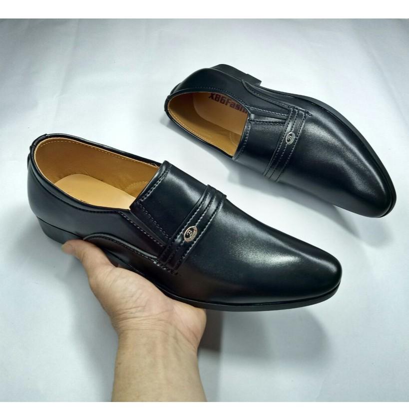 Giày tây nam lịch lãm giá rẻ mũi nhọn đen lì