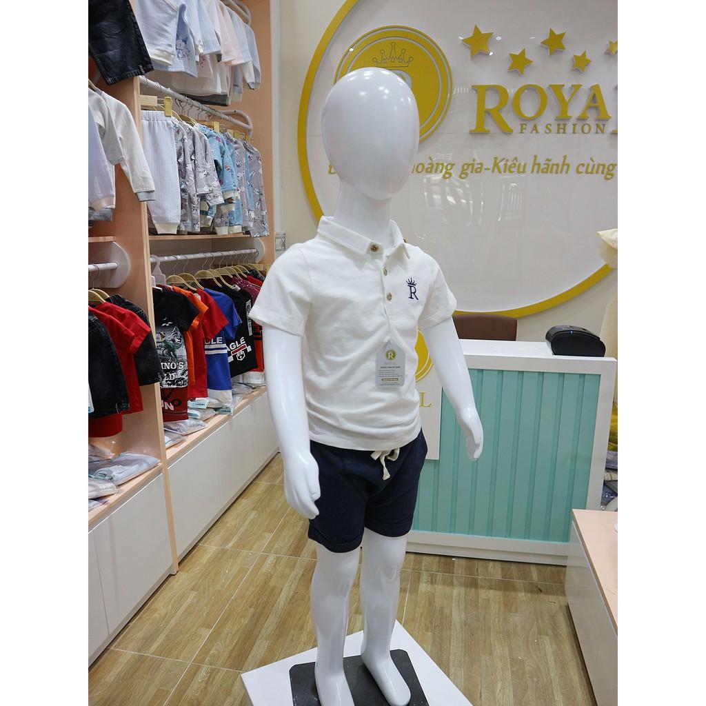 Bộ quần áo bé trai, áo thun trắng cổ bẻ quần thun Bé 12 tháng – 5 tuổi (RTN3811