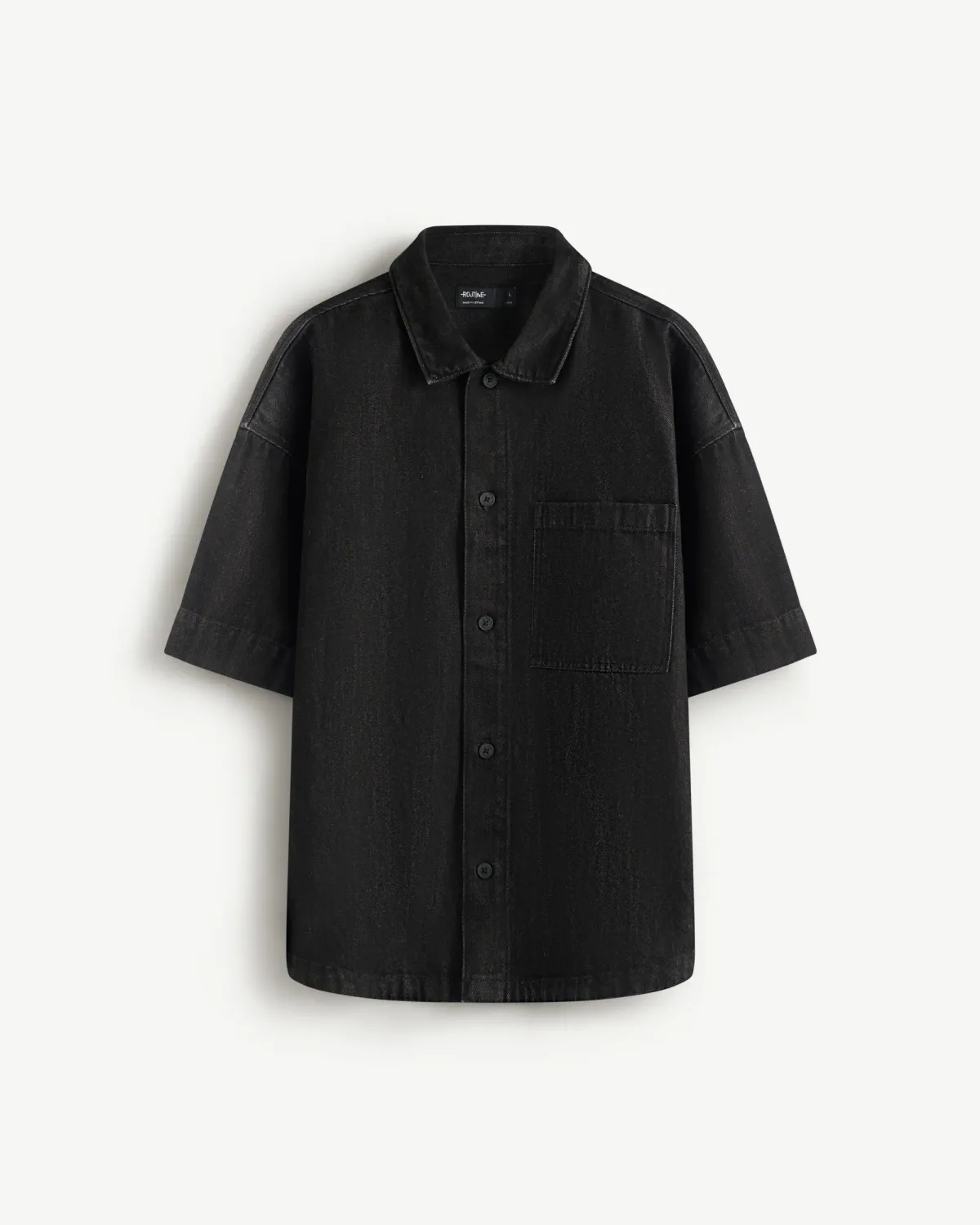 Áo sơ mi denim nam nhãn trang trí loose - RT 10S25DSH003 | ROUTINE CÀ MAU