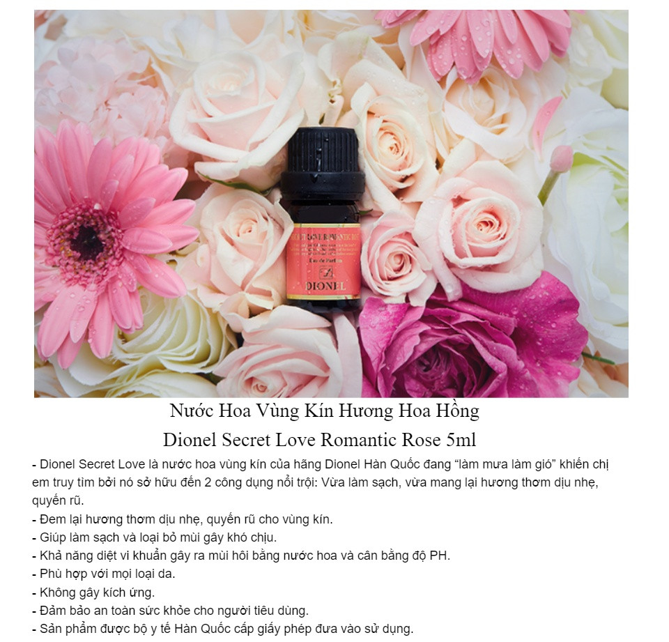 Nước Hoa V.ùng K.ín Dionel Secret Love Romantic Rose Inner Perfume Hương Hoa Hồng Lãng Mạn 5ml - Rose