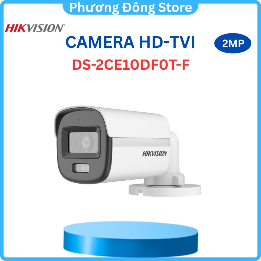 CAMERA HD-TVI ColorVu HIKVISION DS-2CE10DF0T-F 2MP 1080P, CÓ MÀU BAN ĐÊM - Hàng chính hãng