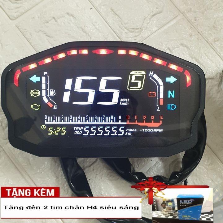 Đồng hồ điện tử dành cho xe DUCATI - màn hình LCD siêu chất - Tặng kèm đèn LED 2 tim chân H4 siêu sáng - A2098