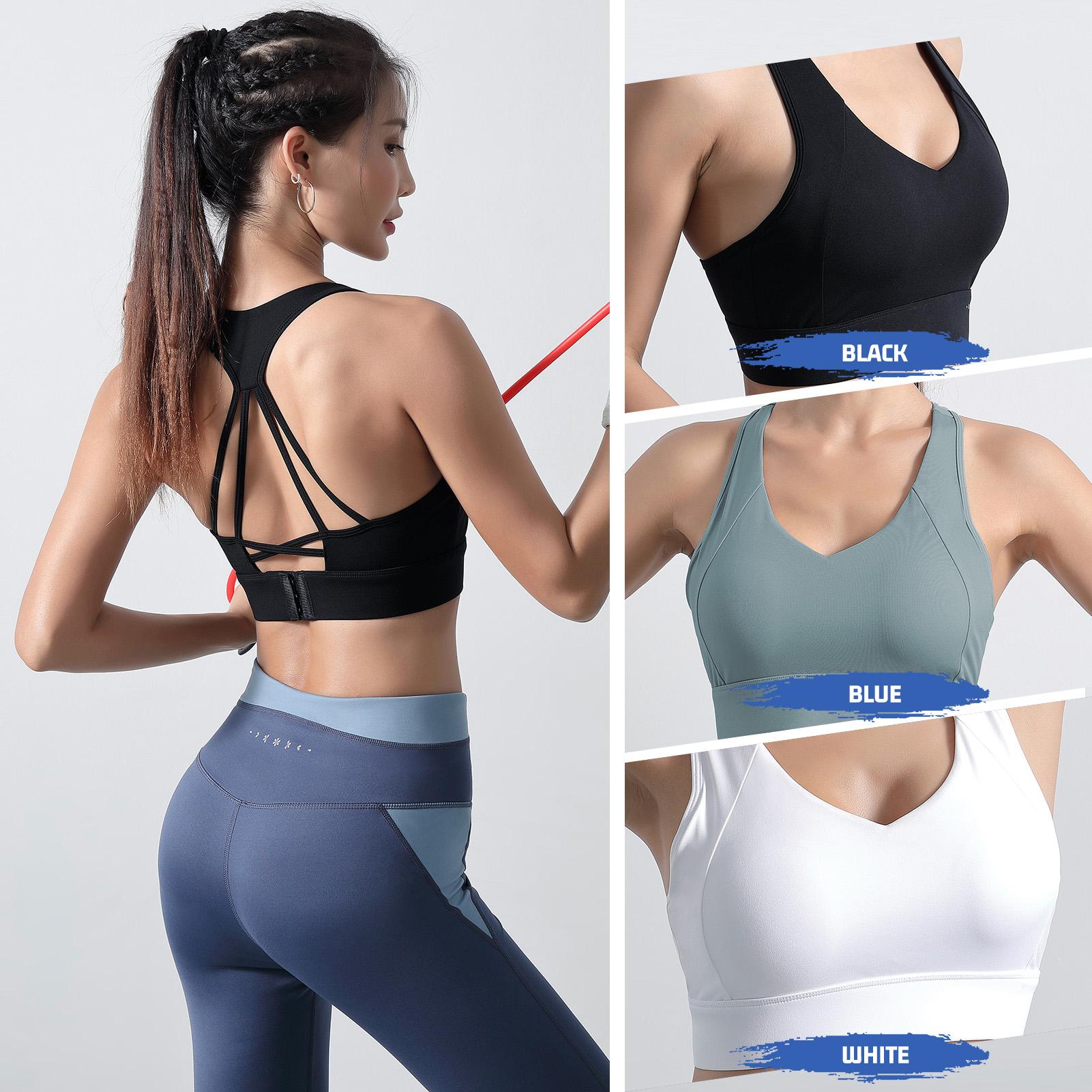 Áo lót thể thao có lưng racer, dây đai và miếng đệm có thể tháo rời phù hợp với yoga, chạy, tennis, v.v. Dùng được cho các môn thể thao.