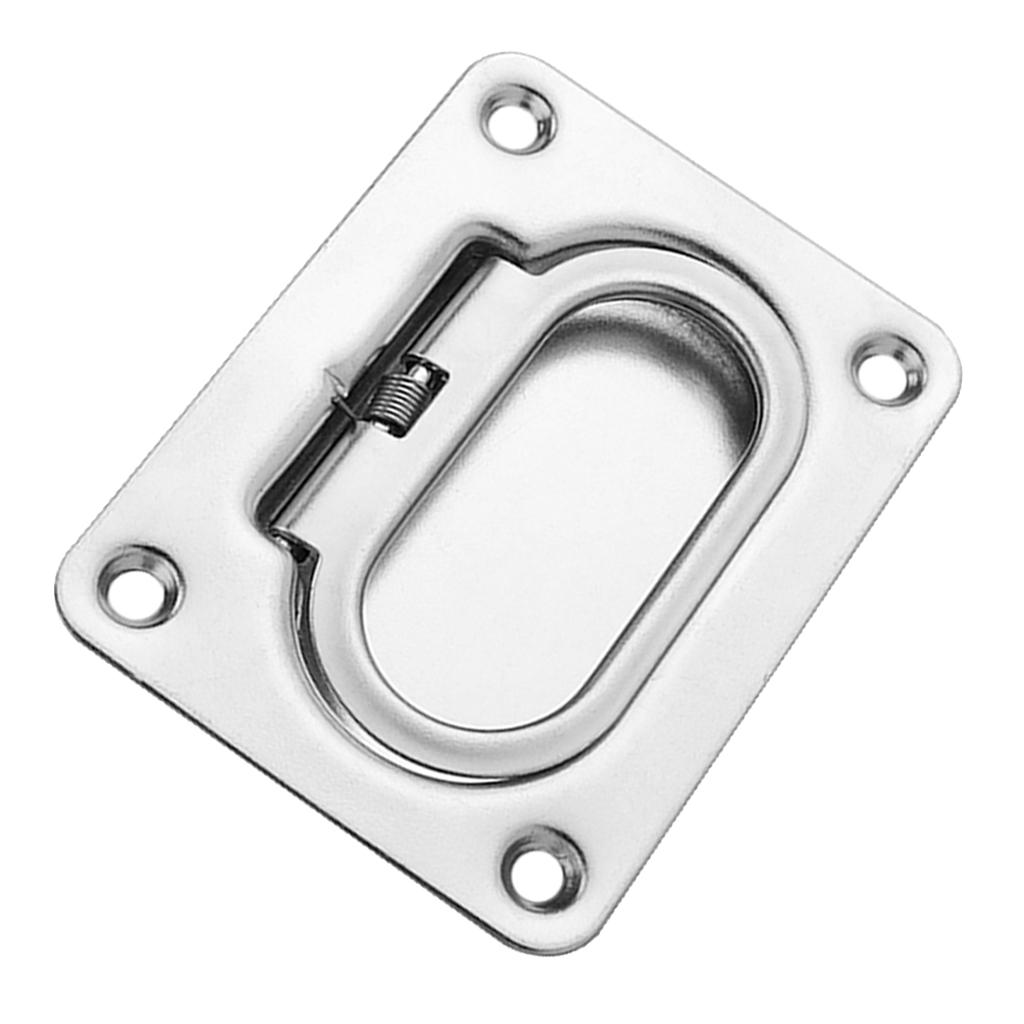 Stainless Steel Flush Hatch Latch Pull Lift Ring Handle Marine Boat 76x57mm