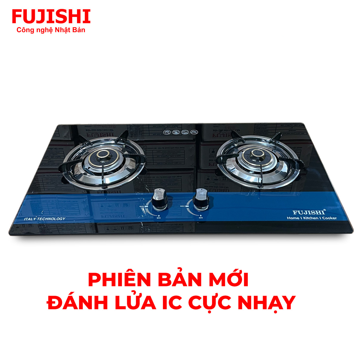 Bếp gas âm chén đồng Fujishi FJ-809IC - KÍNH XANH - Đánh lửa IC cực nhạy - Lửa xanh tiết kiệm gas - Hàng chính hãng