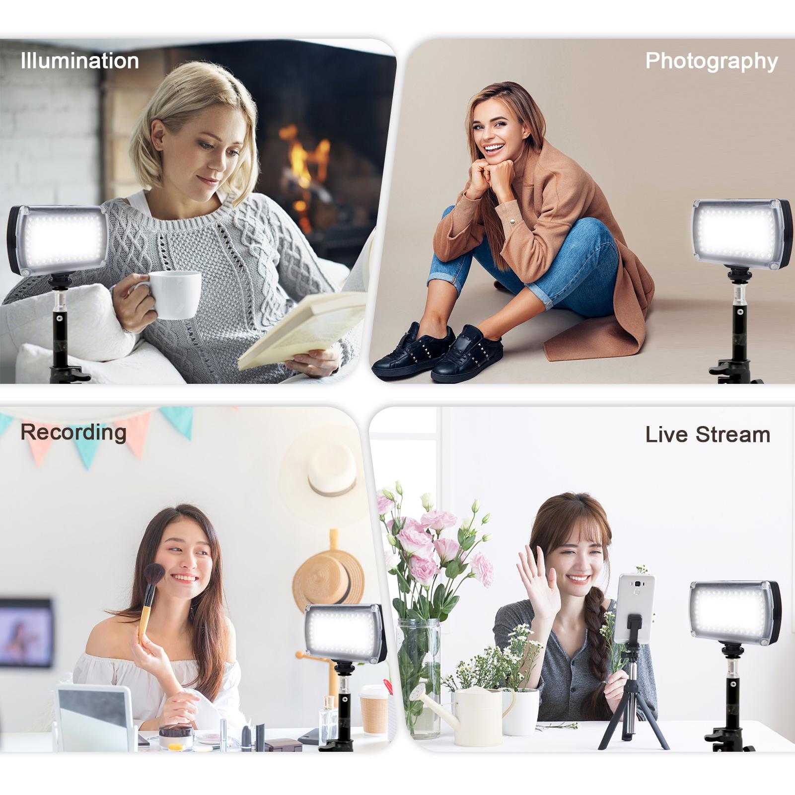Đèn quay phim LED di động Đèn chụp ảnh có thể thay đổi độ sáng với giá đỡ