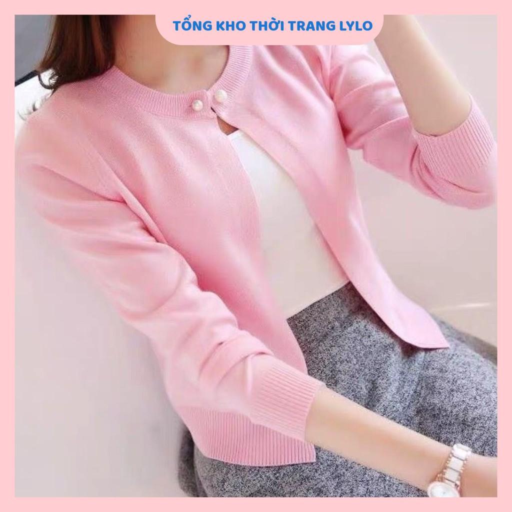 Hình ảnh Áo khoác len nữ cúc ngọc, áo khoác cardigan nữ cúc ngọc thời trang