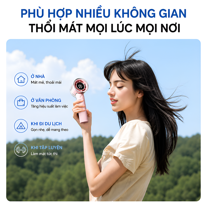 Quạt mini cầm tay USB thương hiệu Hà Lan cao cấp Philips ACR3242PPF serial 3000, 100 cấp độ gió, pin 3000mAH - Hàng chính hãng