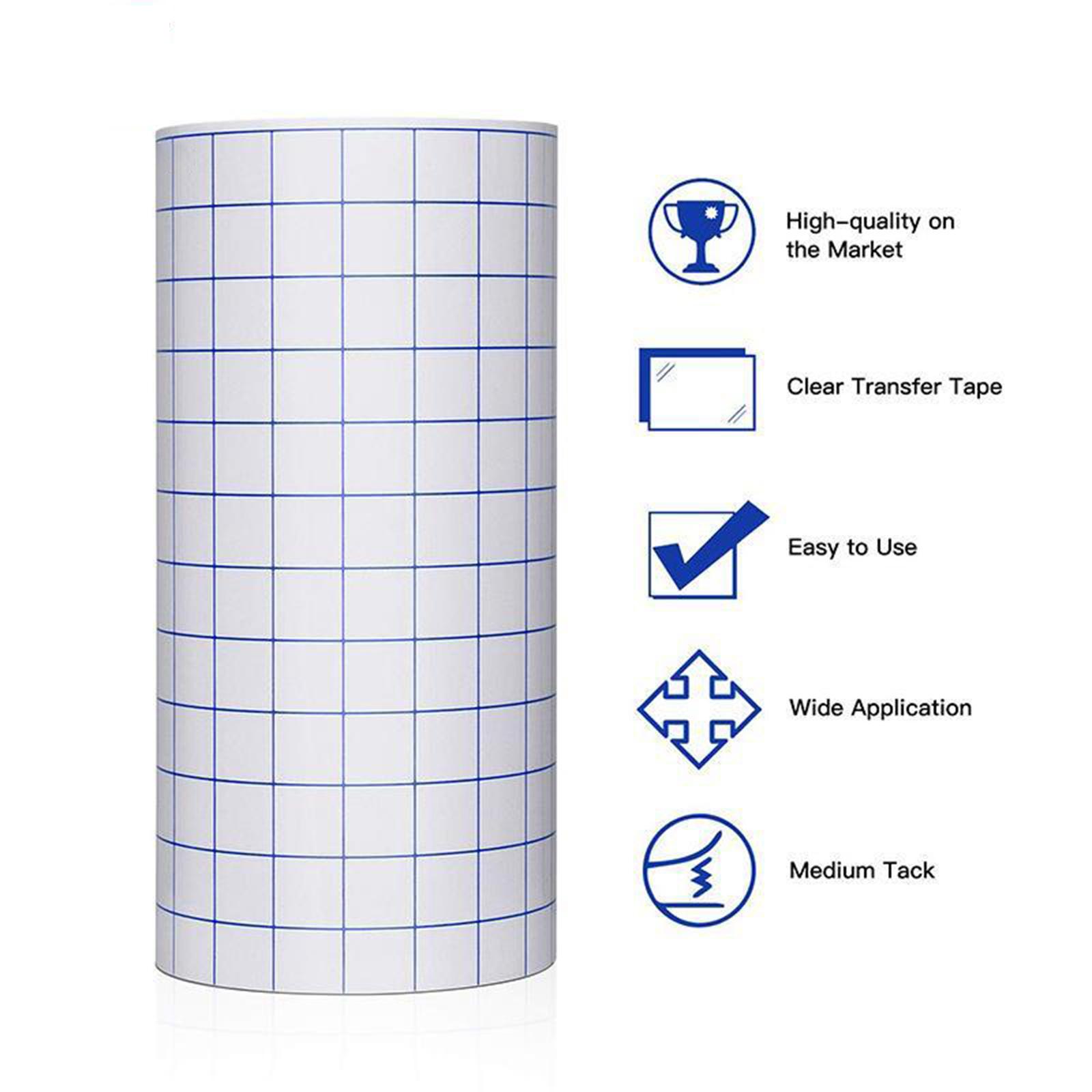 Vinyl Transfer Tape Roll (12” x 3.28 Feet) - Clear Vinyl Transfer Paper for Silhouette, Cameo, Crafts (w/ Blue Alignment Grid)
