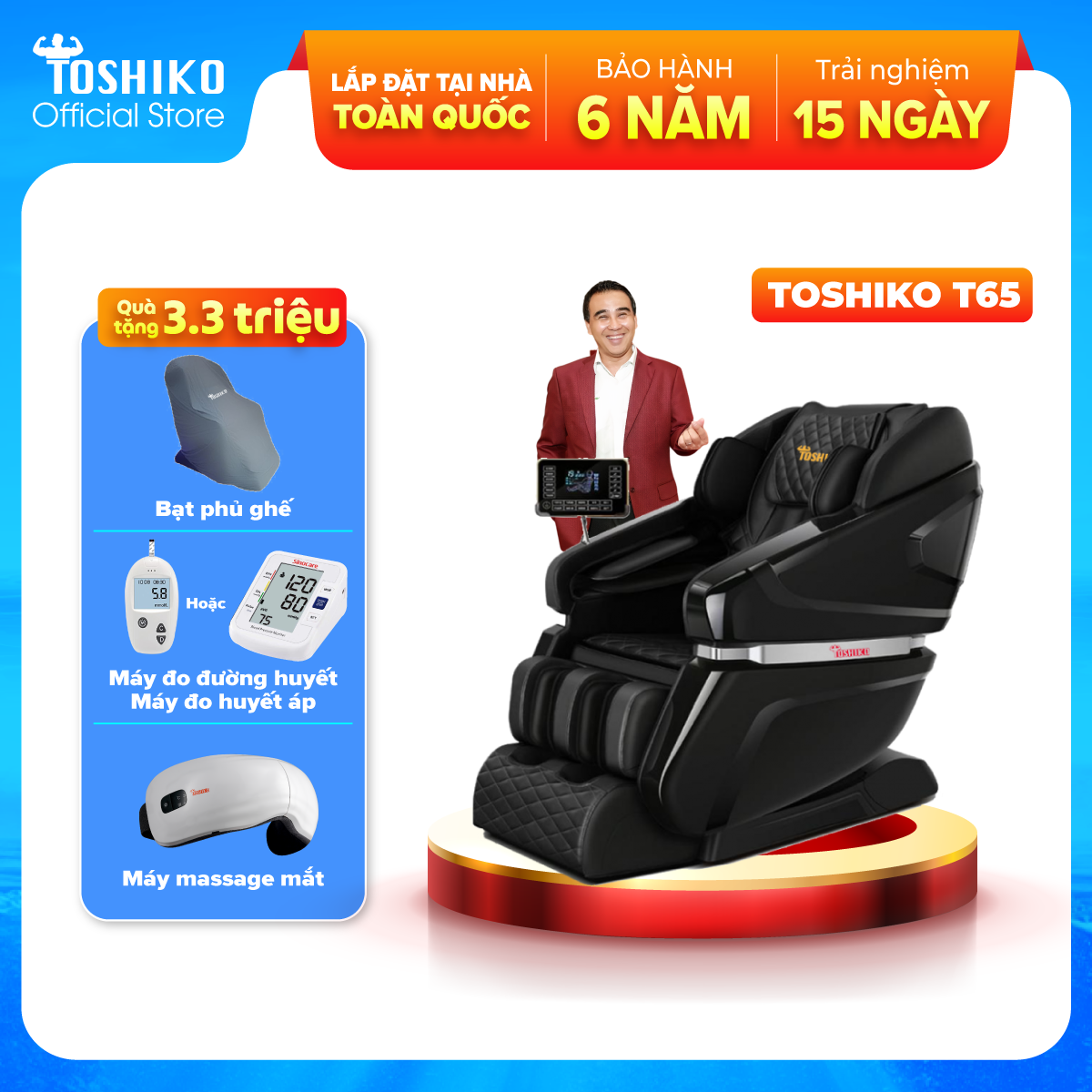 [Lắp đặt tại nhà] Ghế massage trị liệu toàn thân Toshiko T65