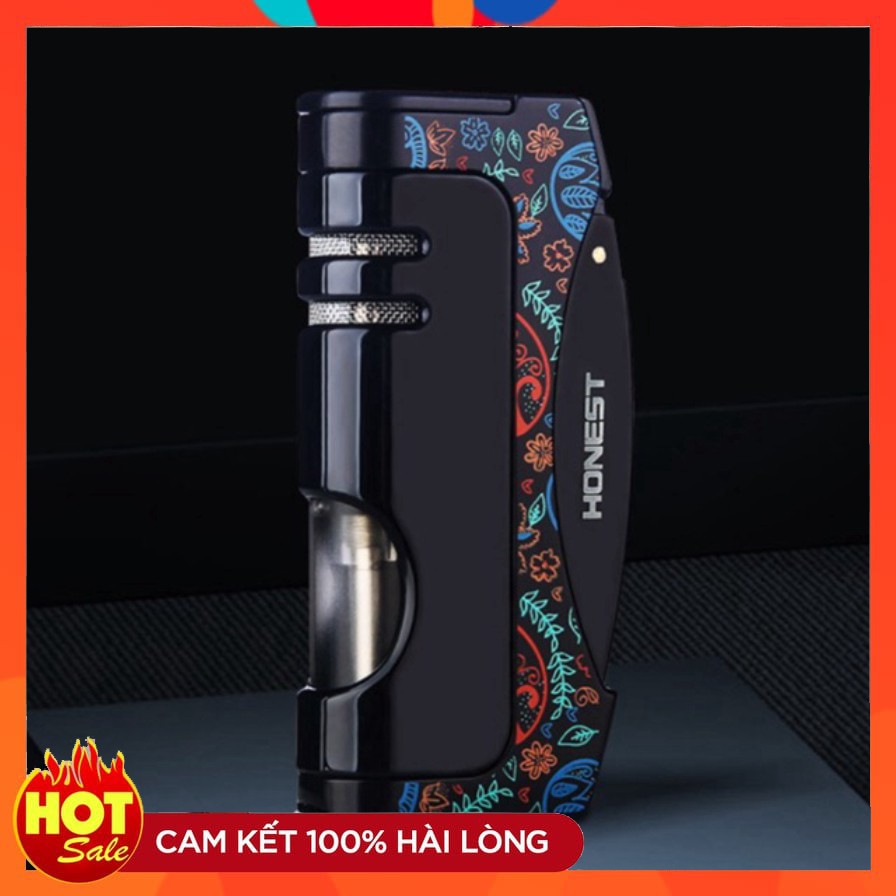 Hộp quẹt Bật Lửa Khò 1 tia Kèm Đục dùng gas cao cấp, lửa bền bỉ BCZ 487