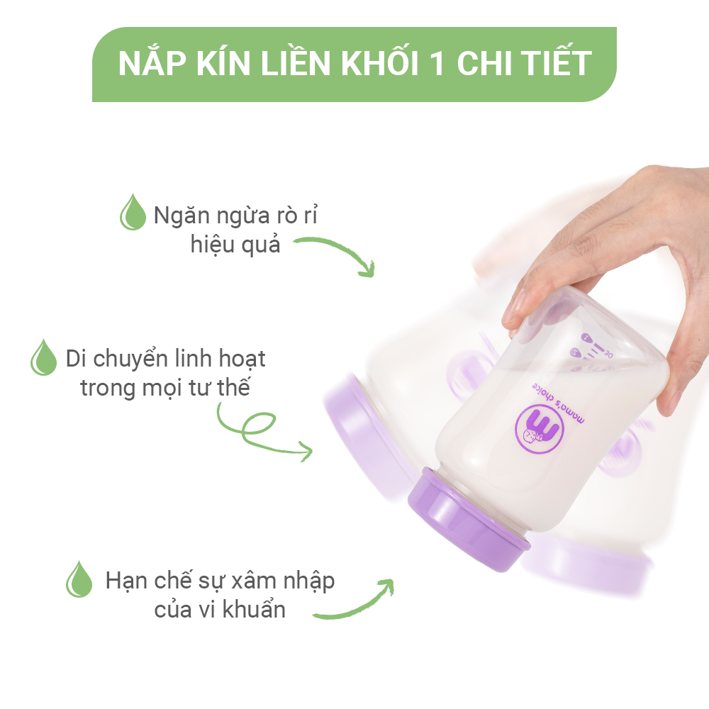 Bình Trữ Sữa Cổ Rộng Mama's Choice 180ml–240ml, Tương Thích Máy Hút Sữa Spectra, Avent, Fatz, Rozabi, Cimilre