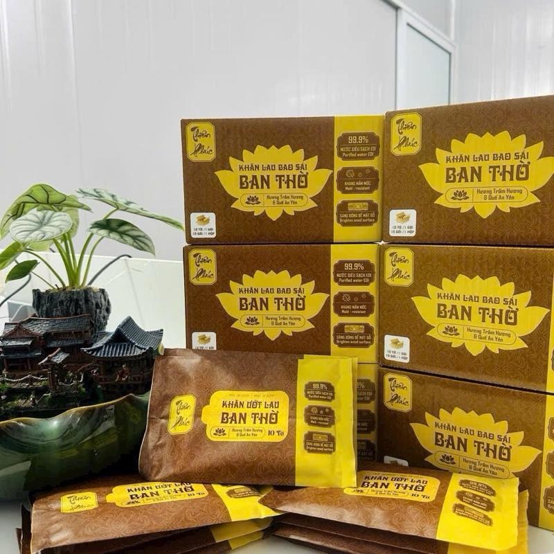 Khăn giấy ướt lau bàn thờ cao cấp Thiên Phúc hương trầm và hương quế - Khăn ướt bao sái bàn thờ